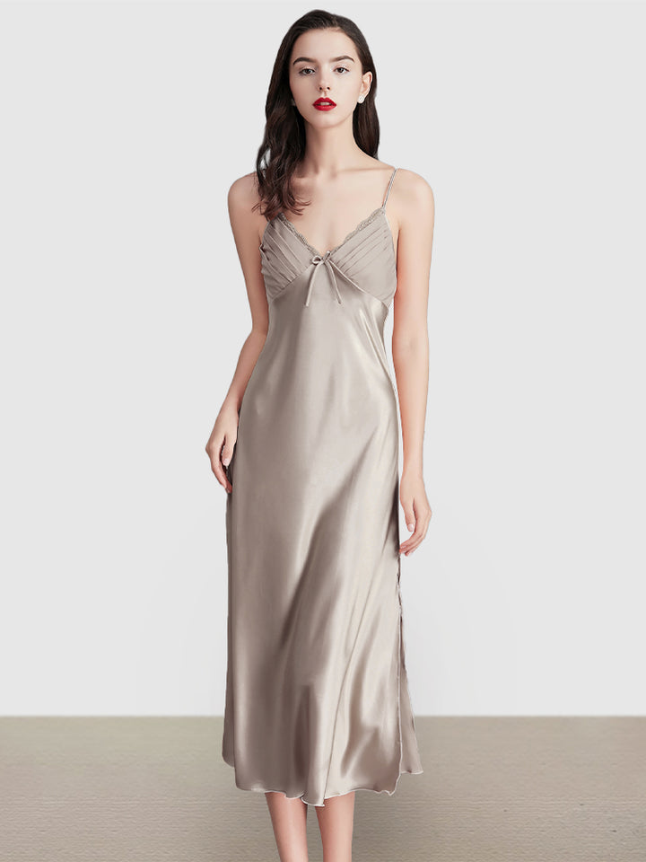 Sexy Sleeveless Satin Nightgowns Loungewears Midi Dresses
