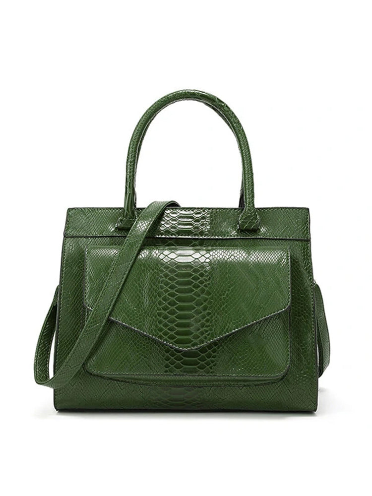 Women Snake Pattern Tote Bag Casual Large Capacity Crossbody Bag