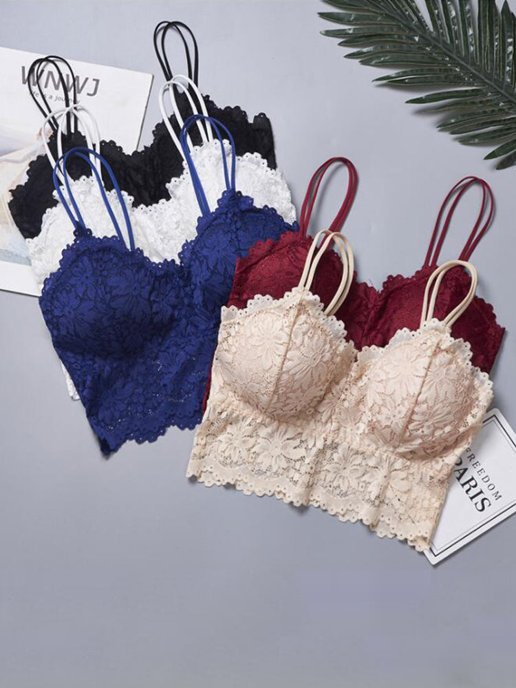 Women's Padded Lace Bandeau Bra Without Underwire