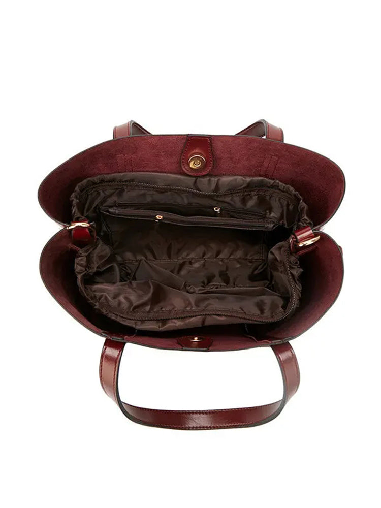 Women PU Leather Casual Handbag Large Capacity Tote Bag Solid Crossbody Bag