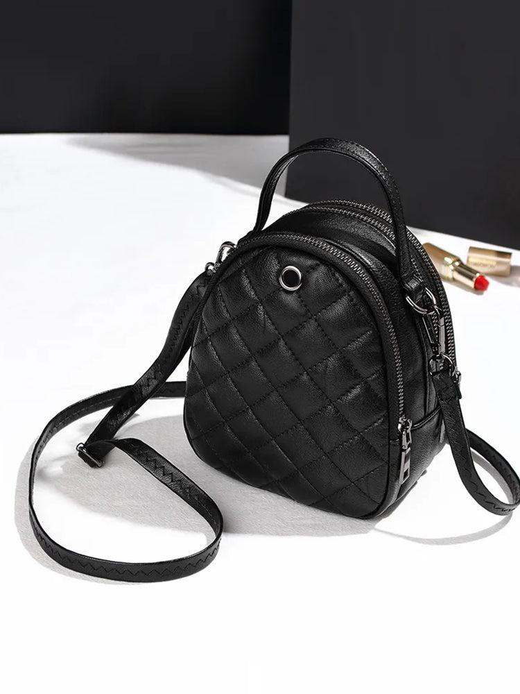 Small Crossbody Bags Diamond Pattern Shoulder Bag with Earphone Hole