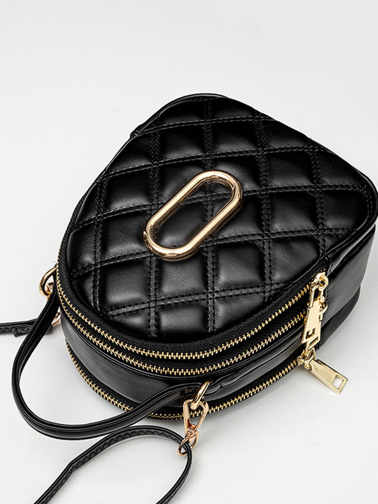 Small Crossbody Bags Diamond Pattern Shoulder Bag with Earphone Hole