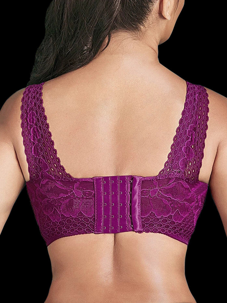 Women Floral Lace Wireless Lightly Lined Bra