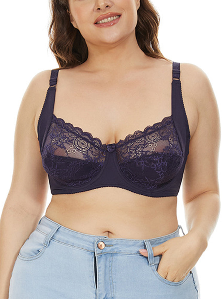 Breathable Lace Plus Size Underwire Full Cup Bra