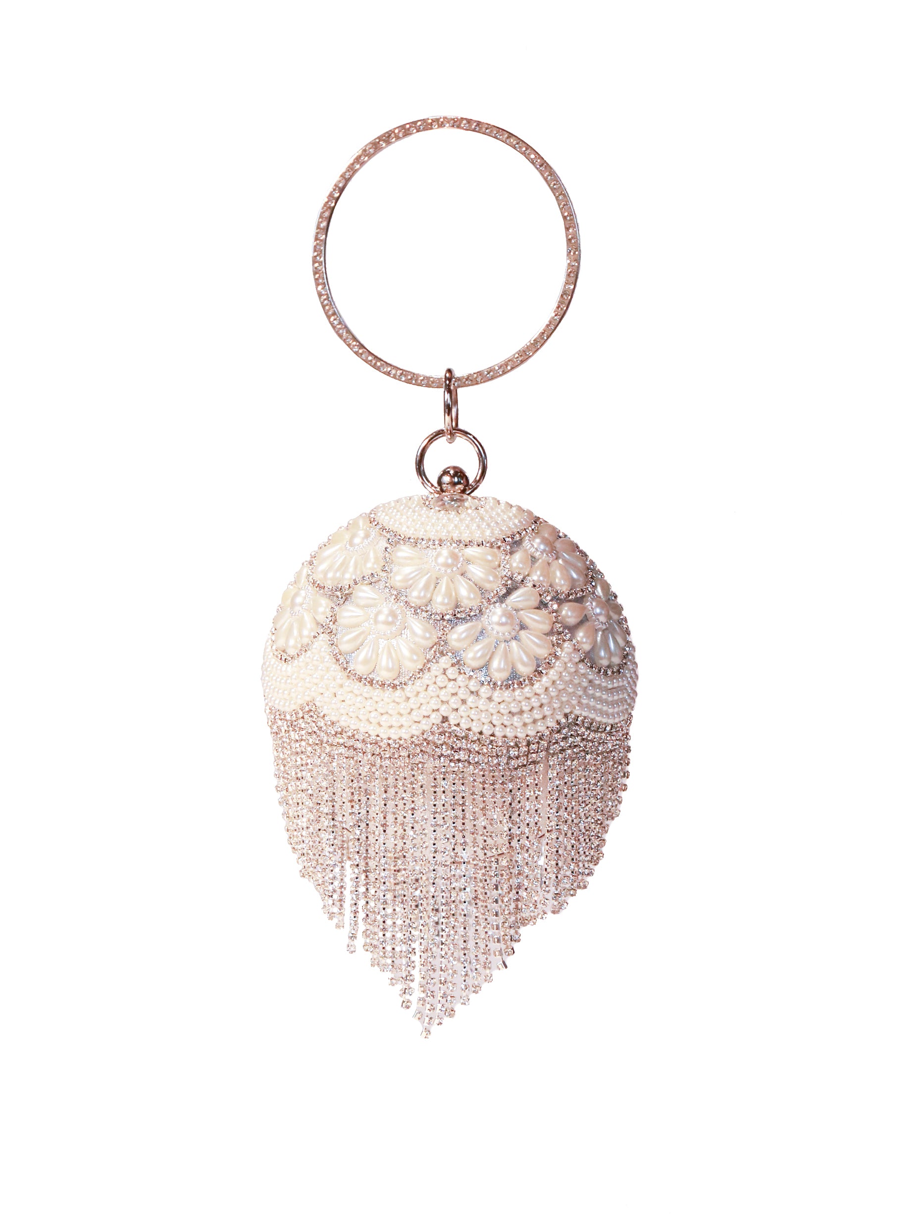 Round Ball Crystal Evening Clutch Purse Tassel Wedding Party Hand Bags