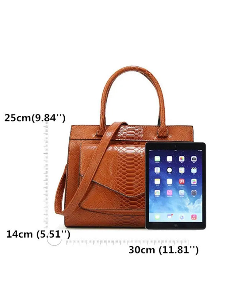 Women Snake Pattern Tote Bag Casual Large Capacity Crossbody Bag