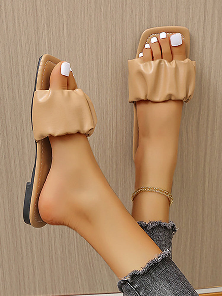 Women's Summer Open Toe Slip Flat Sandals