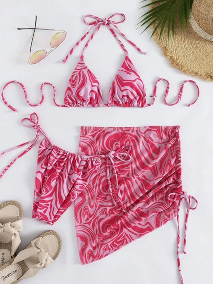 Tie Dye Bikini Set Swimsuit with Sarongs Cover Ups Beach Skirt