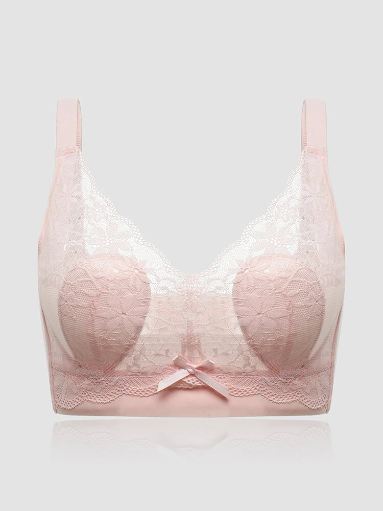 Lace Floral See Through Wireless Rabbits Ear Shaped Lined Bras