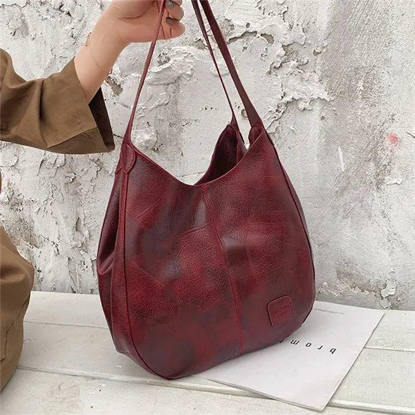 Women Multi-layer PU Leather Casual Shoulder Bag Work Purse