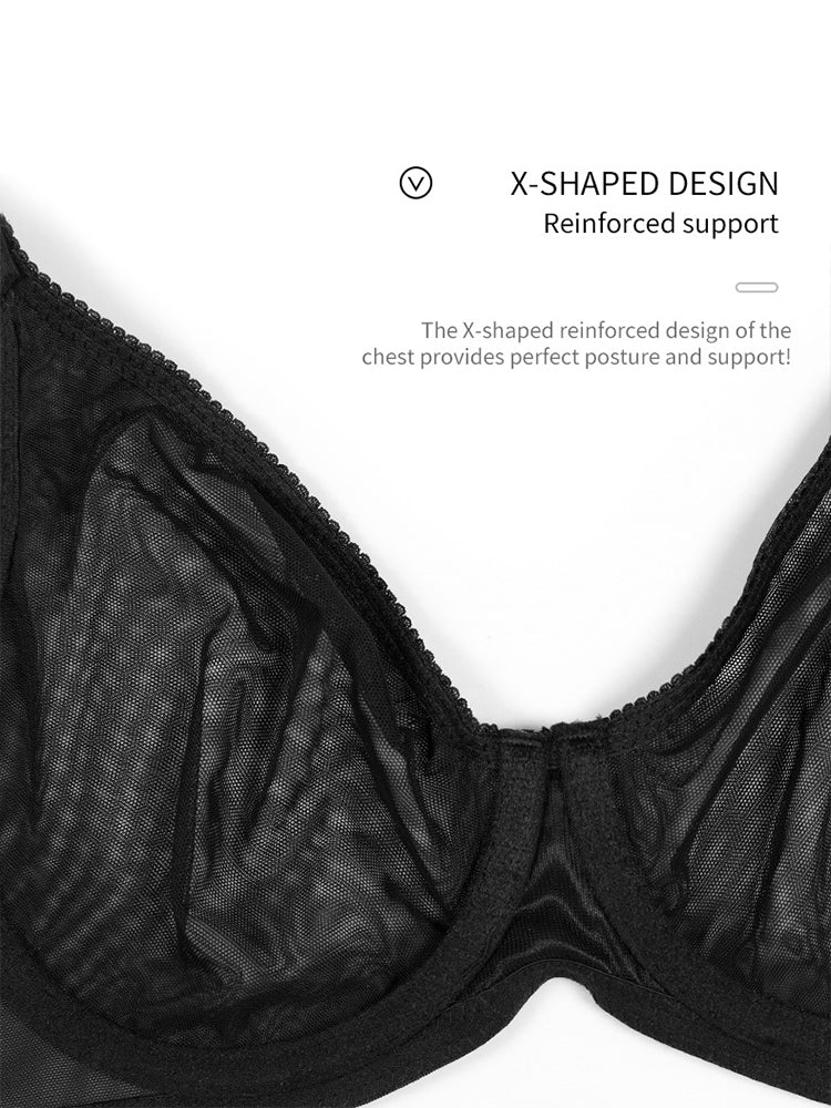 Sexy Ultra-thin Mesh Non-padded Full Coverage Bra