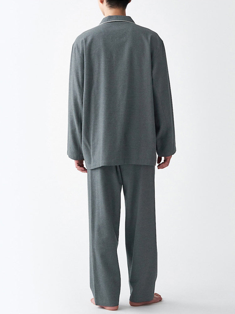 Cotton Plaid Pajamas Set Long Sleeve Sleepwear for Men&Women