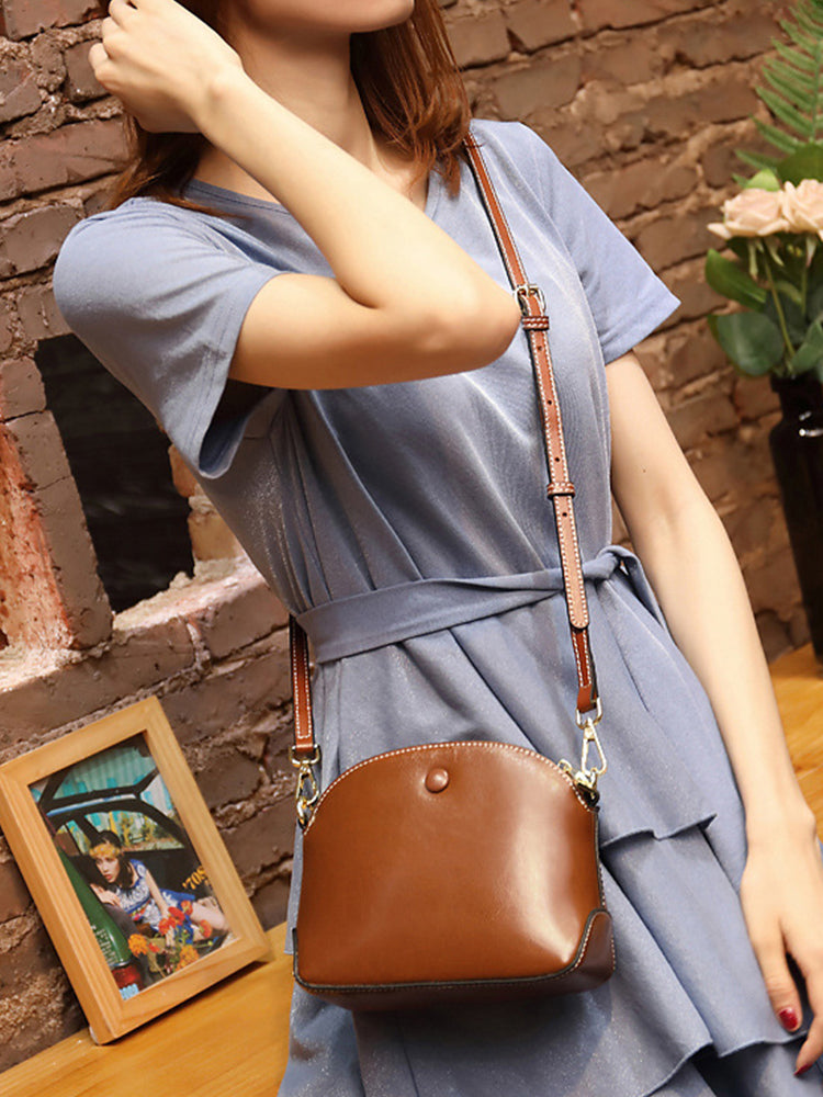 Vintage Leather Crossbody Glossy Purse Satchel Bags