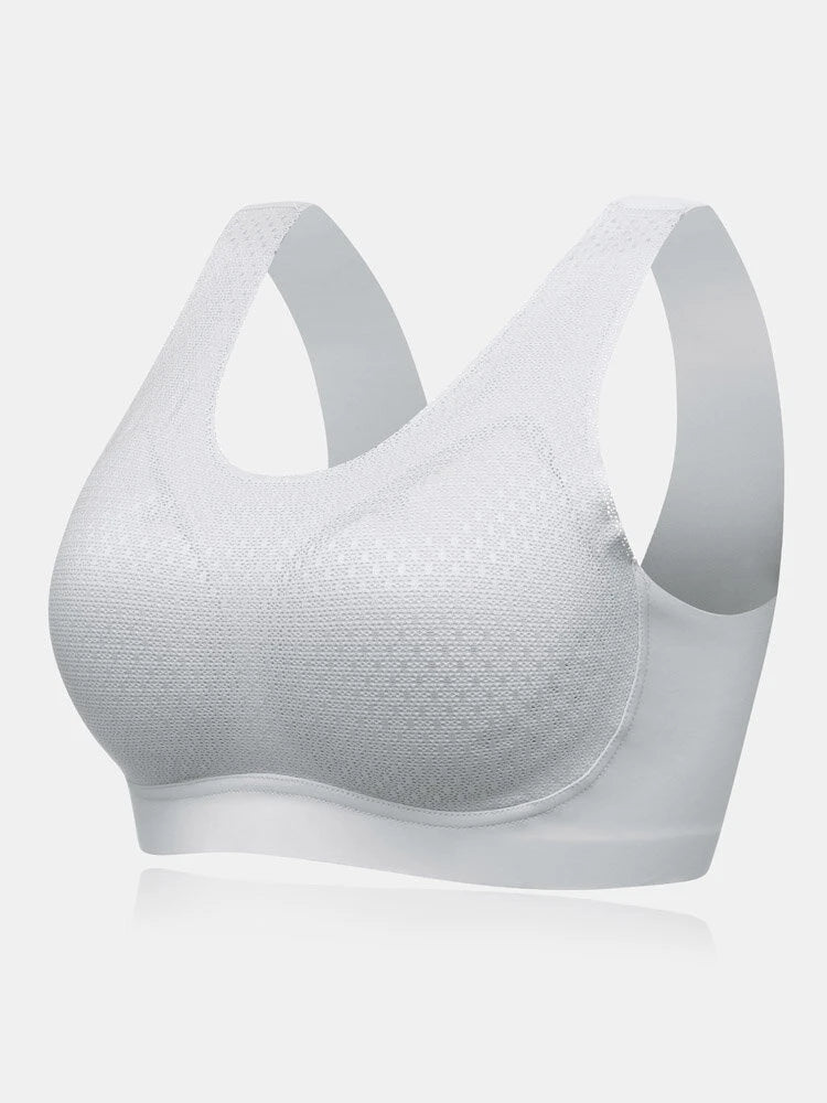 Solid Lightly Wide Strap Shoulder Breathable Wireless Bra