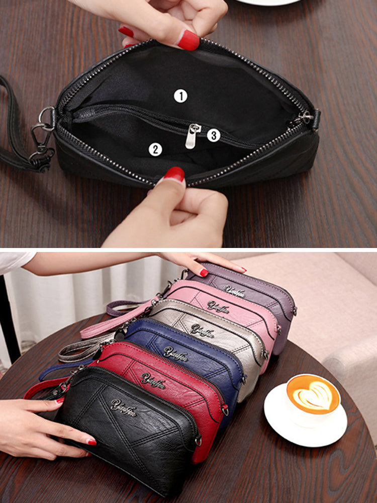 Women's PU Leather Wristlet Clutch Small Crossbody Shoulder Bag Wallet Purse