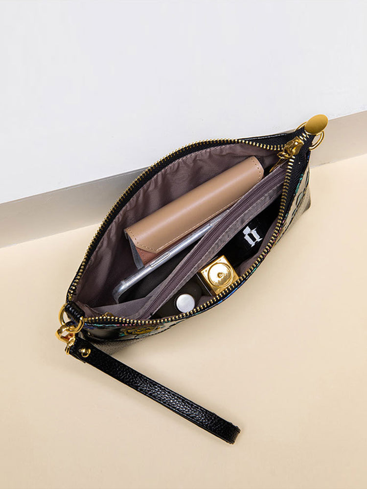 Women's PU Leather Floral Wallet Ladies Clutch Purse