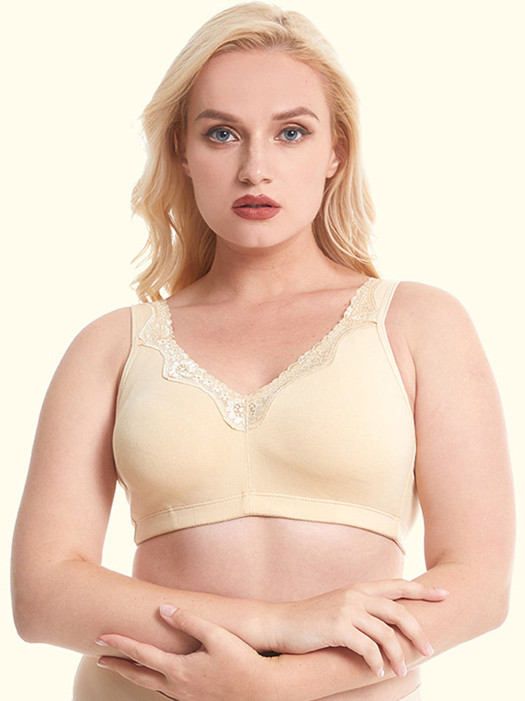Full Figure Lace Cotton Wirefree Bra