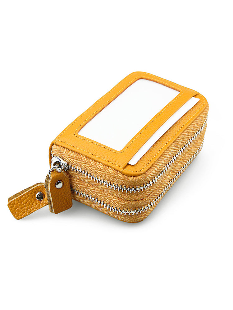 RFID Antimagnetic Genuine Leather 11 Card Slots Card Holder Purse