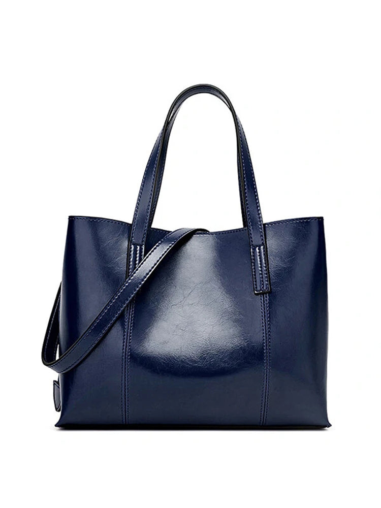 Women PU Leather Casual Handbag Large Capacity Tote Bag Solid Crossbody Bag
