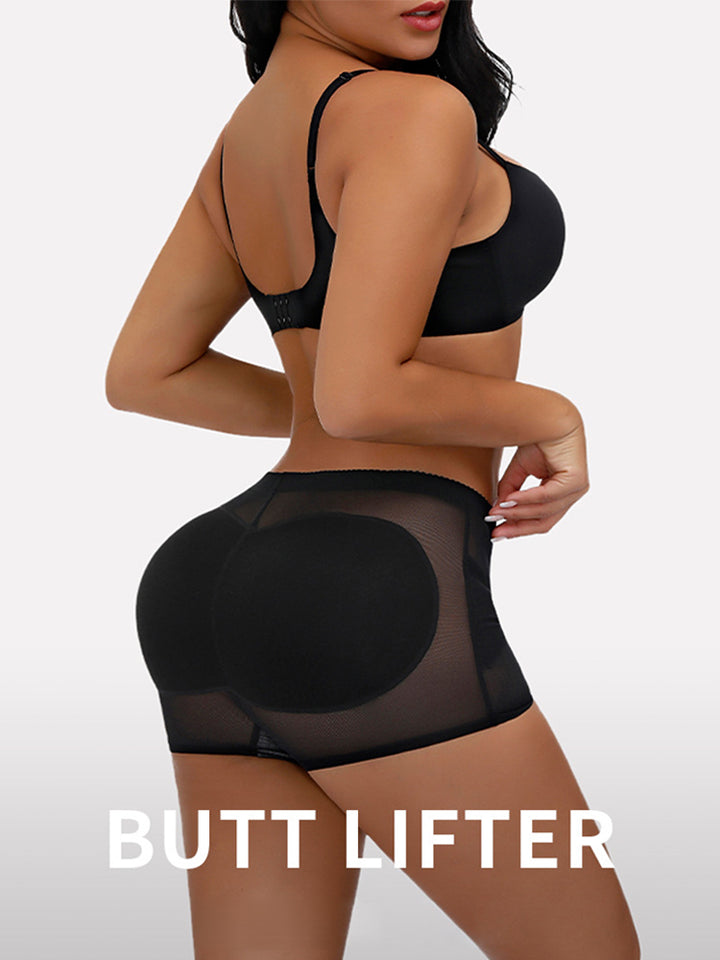Breathable Lace Seamless Padded Hip Enhancer Boyshort