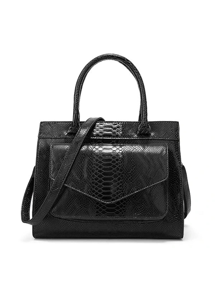 Women Snake Pattern Tote Bag Casual Large Capacity Crossbody Bag