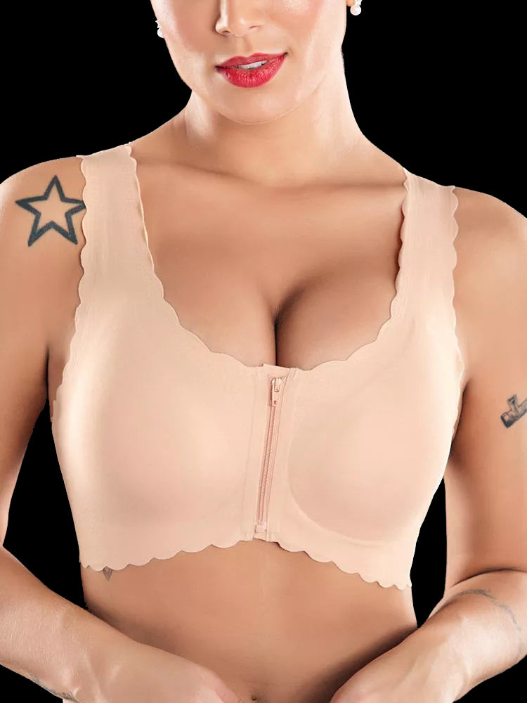 Seamless Front Zipper Wireless Bra
