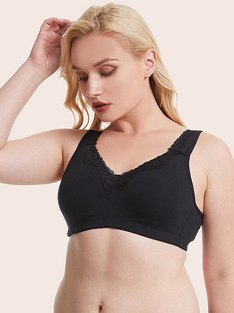 Full Figure Lace Cotton Wirefree Bra