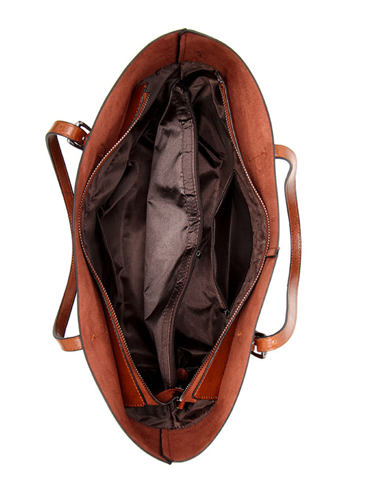 Vintage PU Leather Tote Bag Handbag Shopper Purse Office Laptop Bag