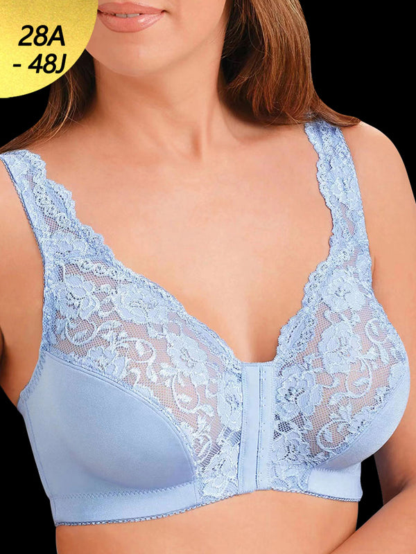 Breathable Lace Front Close Wire-free Bra