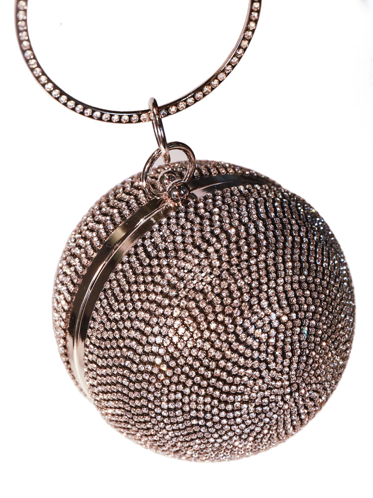 Ball Shape Clutch Purse Party Rhinestone Ring Handbag
