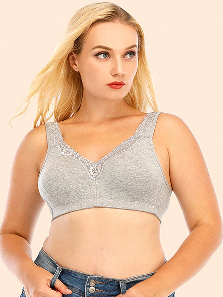 Full Figure Lace Cotton Wirefree Bra