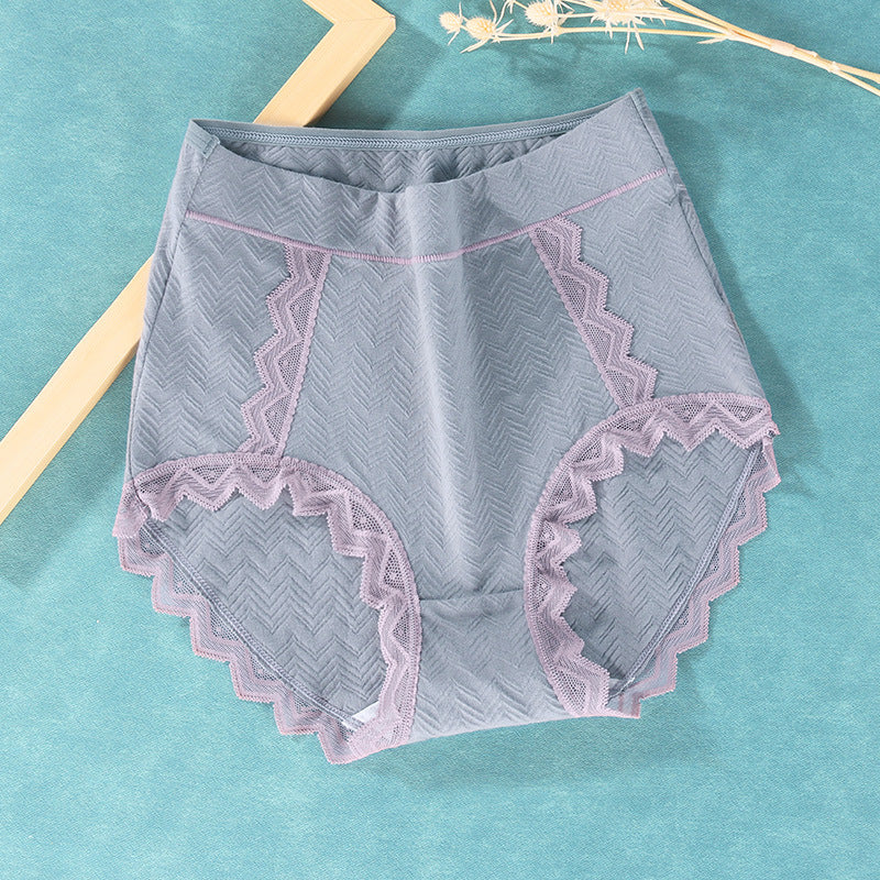 3-Pack Women Plus Size Lace Cotton Underwear High-Cut Panty