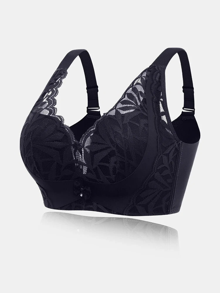 Women Lace Floral Trim Wireless Comfy Thin Bras