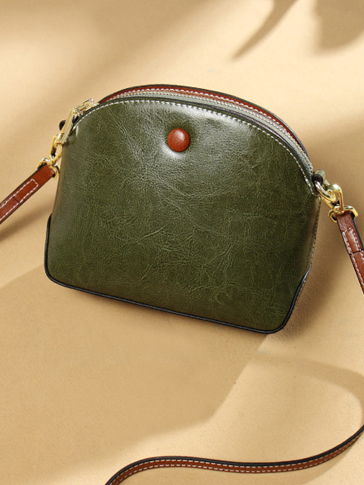 Vintage Leather Crossbody Glossy Purse Satchel Bags
