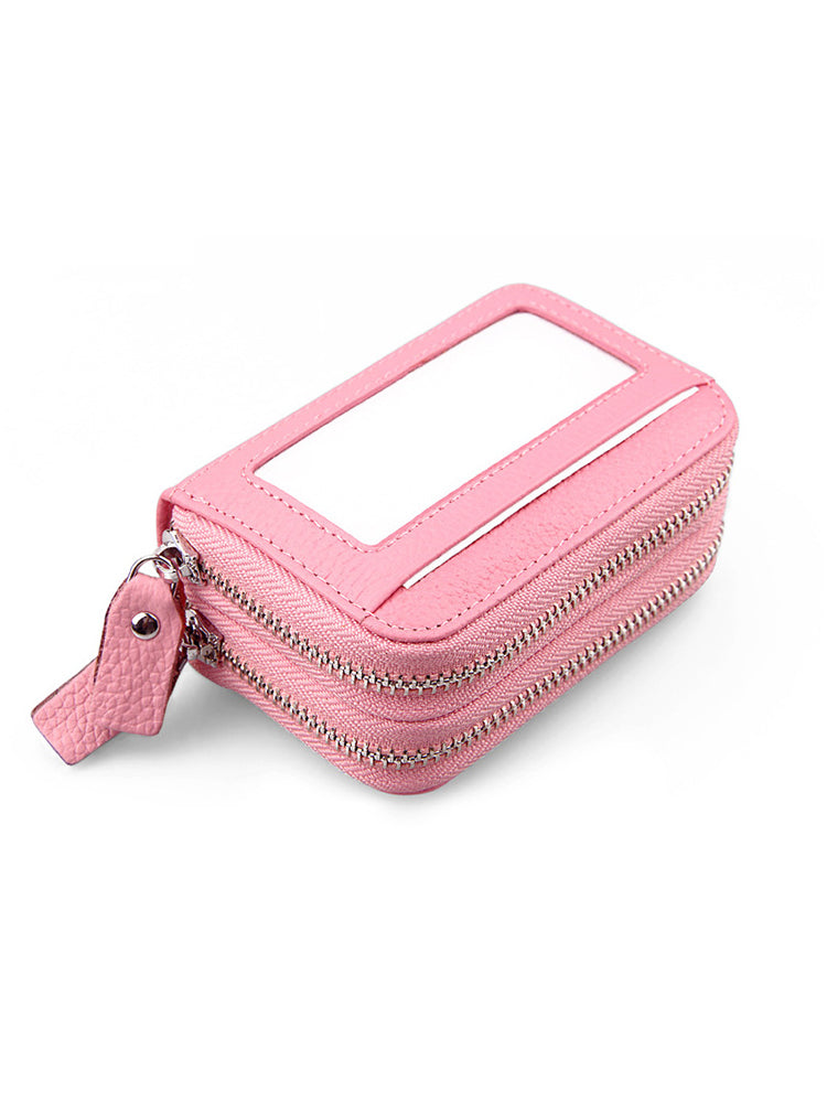 RFID Antimagnetic Genuine Leather 11 Card Slots Card Holder Purse