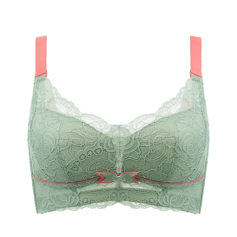 Bowknot Lace Breathable Wireless Lightly Latex Lined Bra
