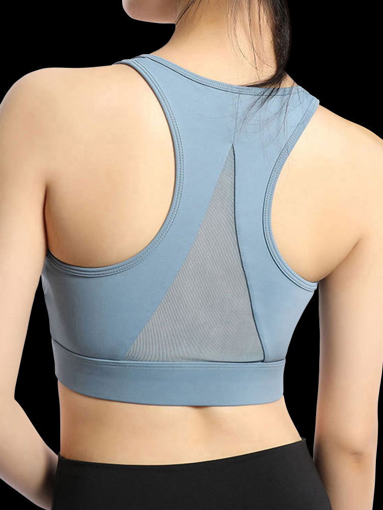 Workout Fitness Front Zipper Racerback Sports Bra