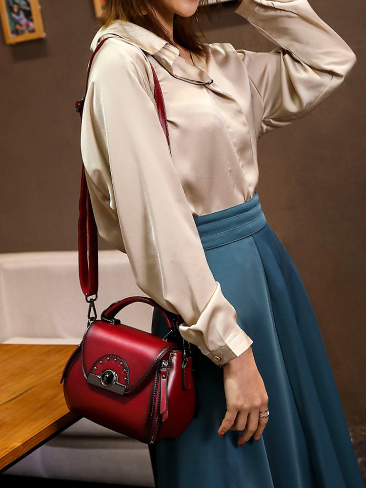 Women's Vintage Solid Color Soft Crossbody Purse Satchal Handbag