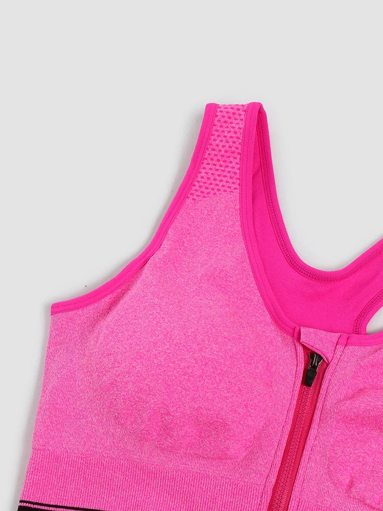 Front Zipper Wireless Shockproof Sports Bras with Removable Pad