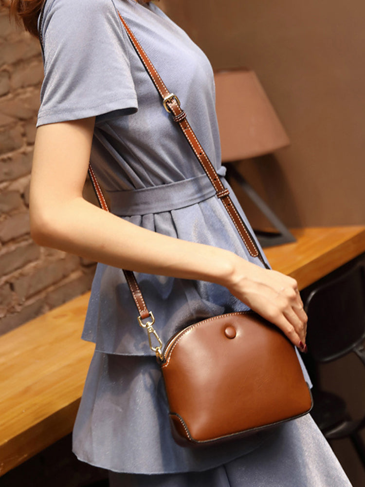 Vintage Leather Crossbody Glossy Purse Satchel Bags