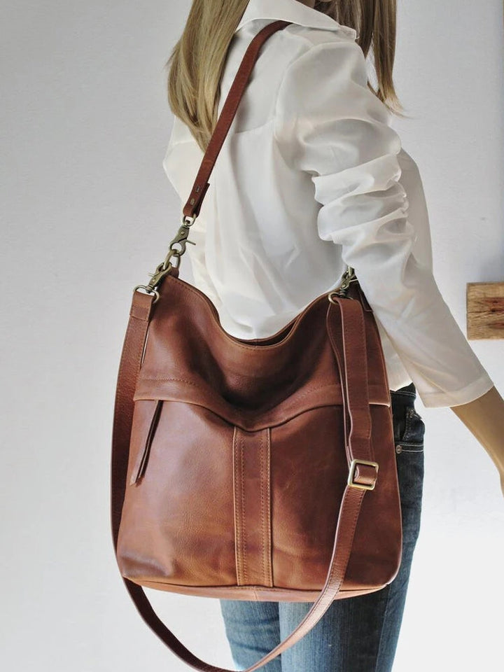 Women Vintage Brown PU Leather Shoulder Bag Crossbody Purse