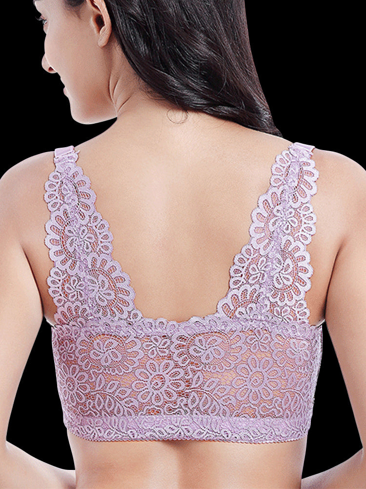 Beauty Back Breathable Sexy Front Close Wire-free Bra