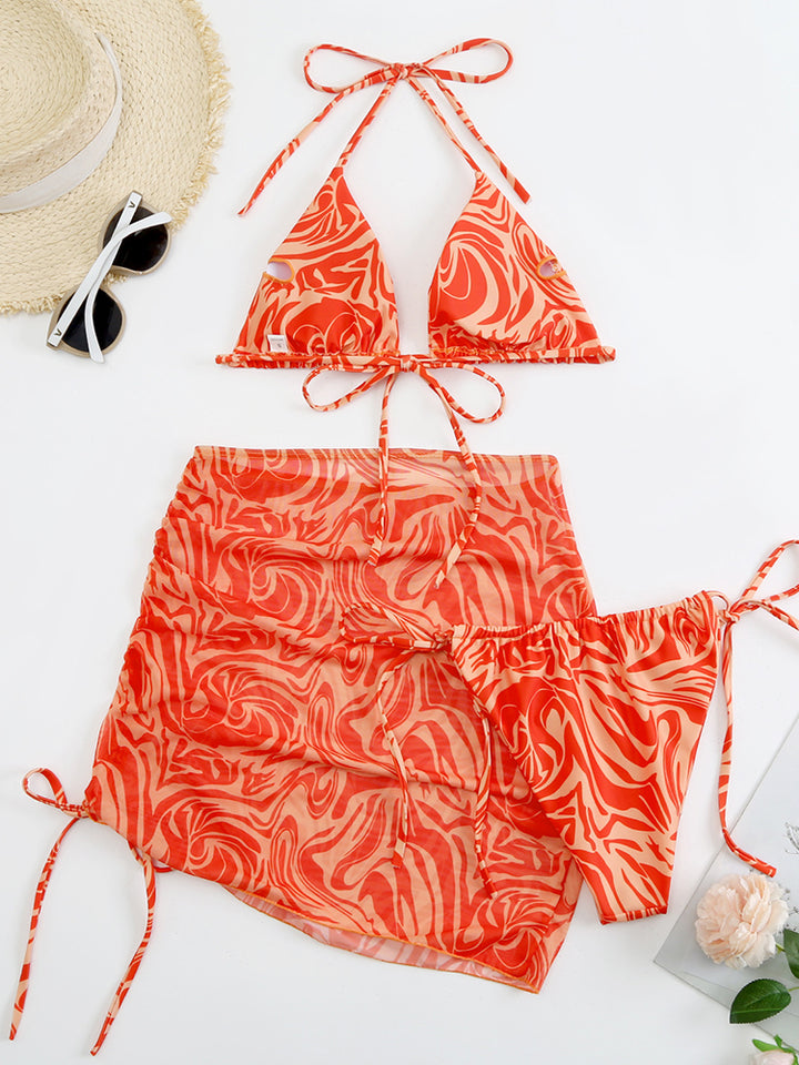 Tie Dye Bikini Set Swimsuit with Sarongs Cover Ups Beach Skirt