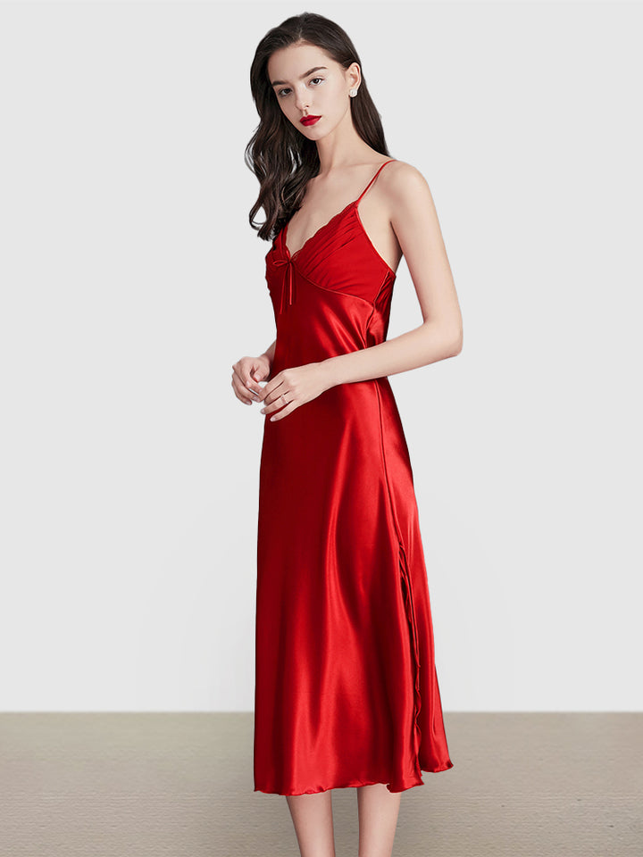 Sexy Sleeveless Satin Nightgowns Loungewears Midi Dresses