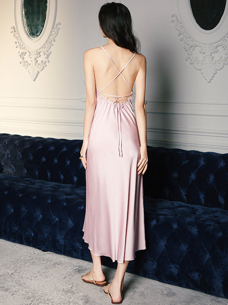 Silky Satin Nightie Slip Dress Backless Lingerie for Women