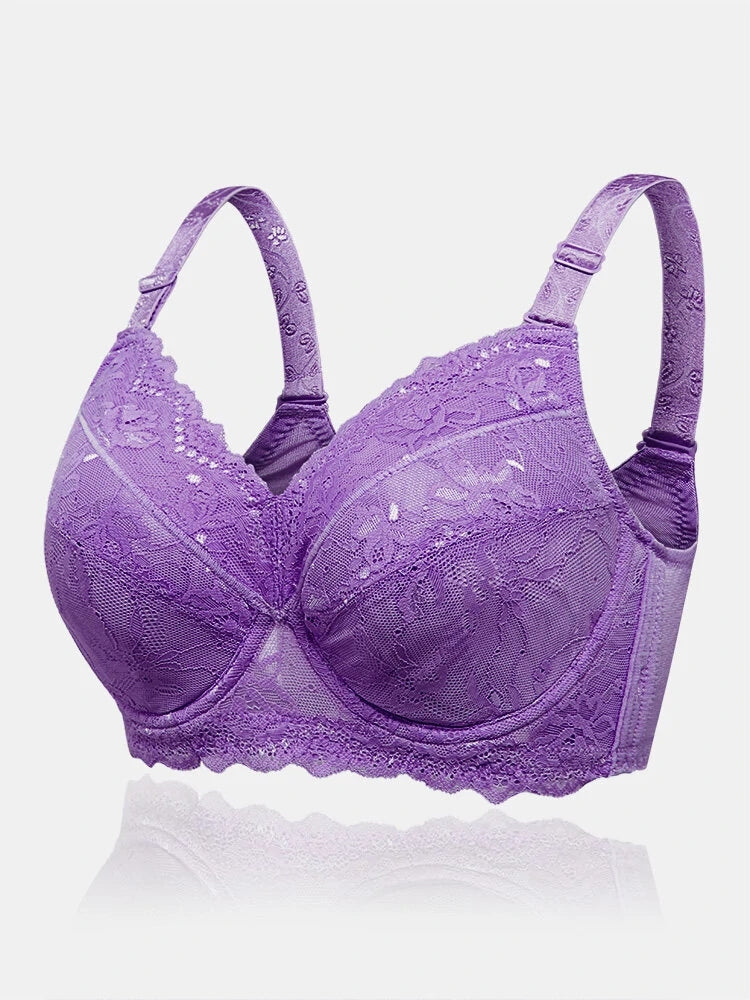 Breathable Lace Full Coverage Soft Wire Support Bra