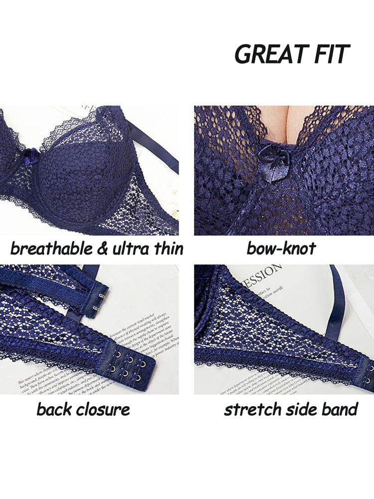 Sexy Deep Plunge Underwire Support Lace Bra