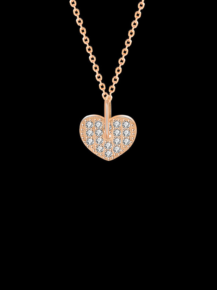 Diamond Heart Pendant Necklace in 925 Sterling Silver