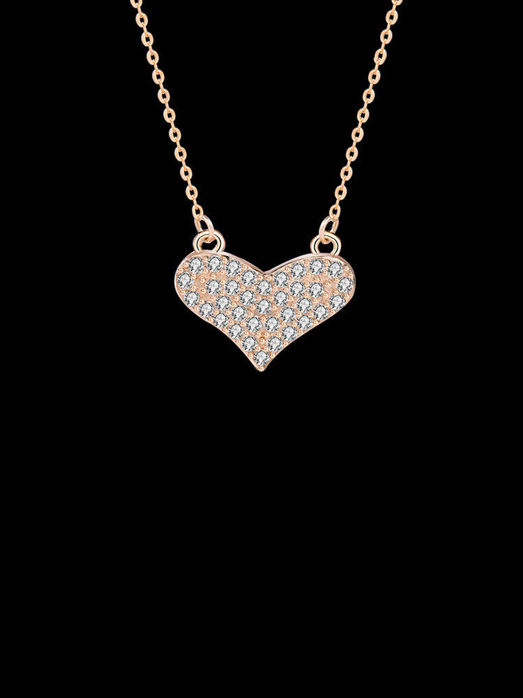 Diamond Cluster Heart Pendant Necklace