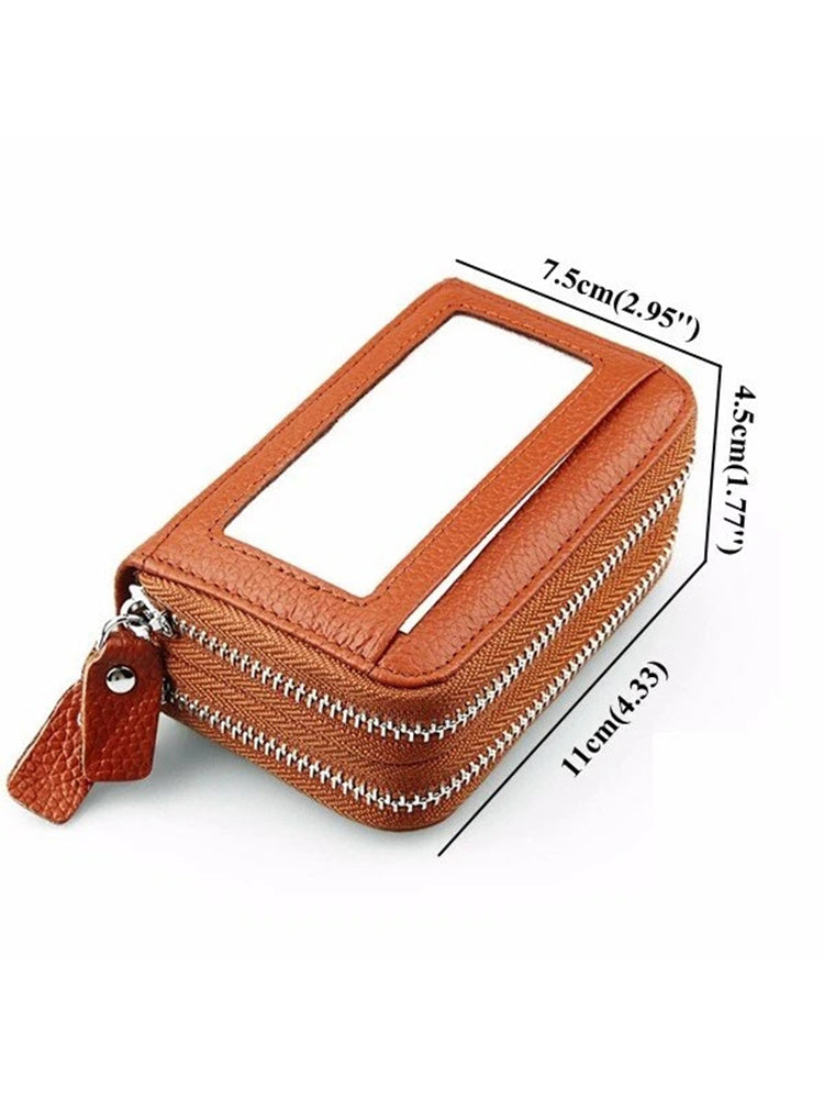 RFID Antimagnetic Genuine Leather 11 Card Slots Card Holder Purse